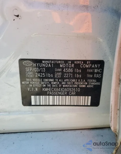 2013 Hyundai Sonata Hybrid из США, поврежденный, VIN KMHEC4A4XDA092610